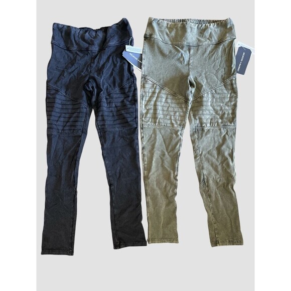 Melrose & Market Leggings Girls Medium 8/10 Black & Green Moto Cotton NWT - Picture 2 of 6